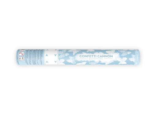 Picture of CONFETTI CANNON WITH BUTTERFLIES WHITE 40CM